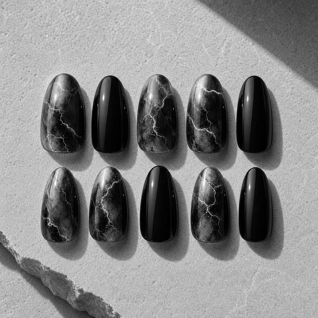 Monochrome nail art concept detail